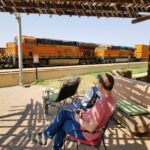 Winslow AZ - Enjoying the trains at La Posada